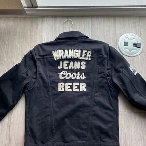 Wrangler Black Men's Shirt Jacket with Cream Lettering
